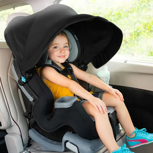 Vista 6 de Baby Trend Cover Me - Asiento convertible 4 en 1 para niños pequeños con toldo ajustable/extraíble para protección solar y 2 portavasos, color negro