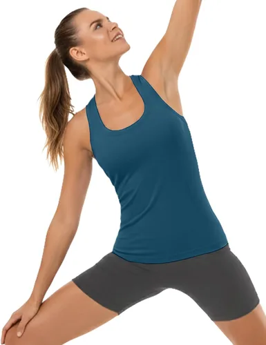 Vista 39 de MathCat Camisetas de entrenamiento para mujer, sin costuras, básicas, sin mangas, con espalda cruzada, atlética, yoga, correr, uso diario