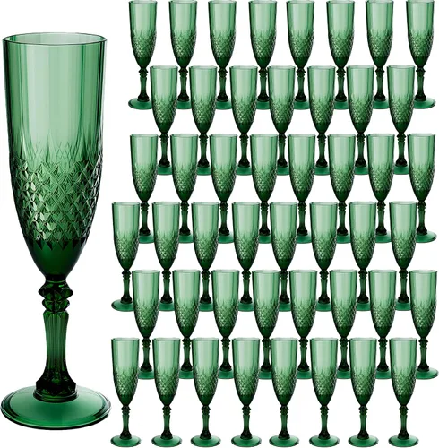 Vista 16 de Copas de champán de plástico, copas de champán a granel, copas de vino acrílicas reutilizables irrompibles para bodas, despedidas de soltero, Ámbar