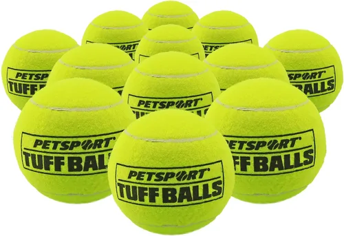 Vista 14 de PetSport Jr. Happy Birthday Tuff Ball - Juguetes para perros Paquete de 4 pelotas de tenis pequeñas (1.8 pulgadas) seguras para mascotas y goma