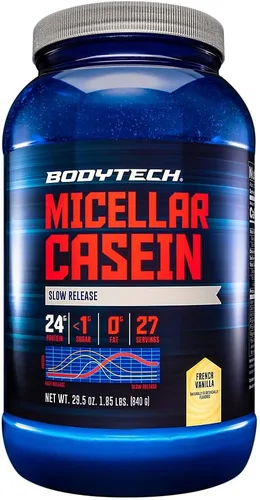 Vista 6 de BodyTech Proteína de caseína micelar en polvo, liberación lenta para recuperación muscular durante la noche, 0.85 oz de proteína por porción