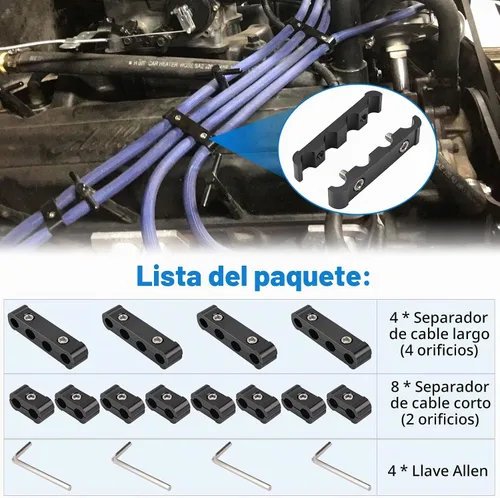 Vista 8 de 12 piezas de separador divisor de cable de bujía de motor de automóvil para cables de bujía de 8 mm, 9 mm, 10 mm Sujetadores de cable de encendido