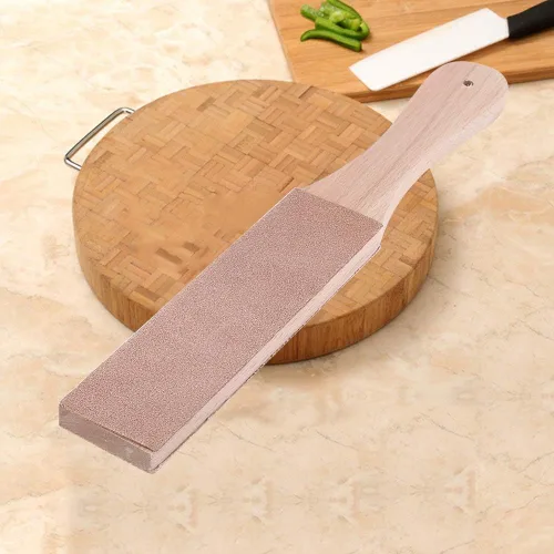 Vista 7 de Sacapuntas de cuero, doble cara, ancho, con mango de madera, bloque de cuero, multifuncional, para manualidades, pulido, afilado