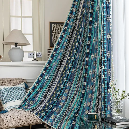 Vista 34 de Cortinas estampadas para sala de estar, artesanías populares, 54 pulgadas de largo, estilo indio, hippie, bohemio, con bolsillo para cortinero B2
