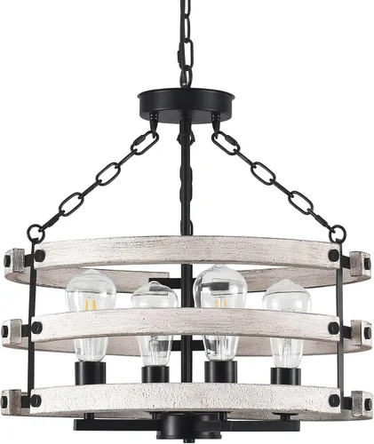 Vista 11 de Luupyia Lámpara de techo de granja de 2 luces, montaje semiempotrado, luz de techo blanca, rectangular, iluminación rústica, granja, pasillo