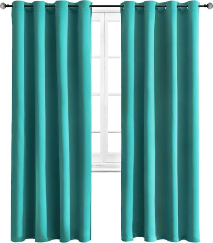 Vista 12 de Cortinas y cortinas de poliéster con ojales en la parte superior para oscurecer la habitación, sala de estar con aislamiento térmico