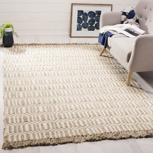 Vista 6 de SAFAVIEH Natural Fiber Collection - Alfombra decorativa de 2 x 3 pies, natural y marfil, hecho a mano, estilo bohemio con flecos, ideal para zonas