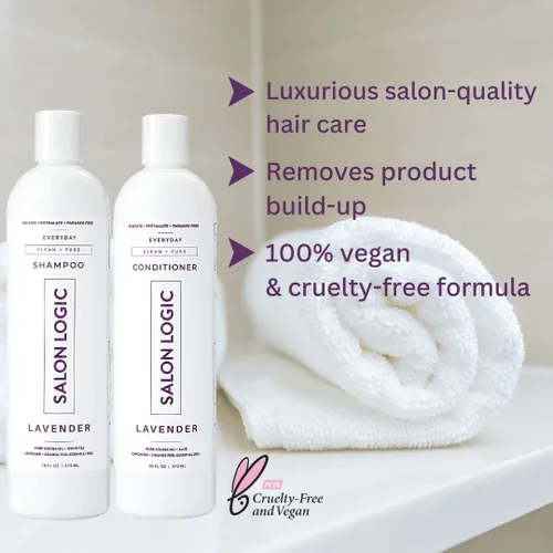 Vista 5 de SalonLogic Everyday Clean & Pure - Juego de champú y acondicionador, lavanda, calidad de salón, tratamiento de queratina, aroma natural, hidratante