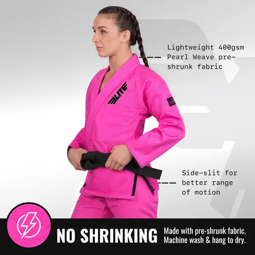 Vista 2 de Elite Sports Ultra-light BJJ GI - IBJJF Jiu-Jitsu GI para niñas y mujeres ver guía especial de tallas
