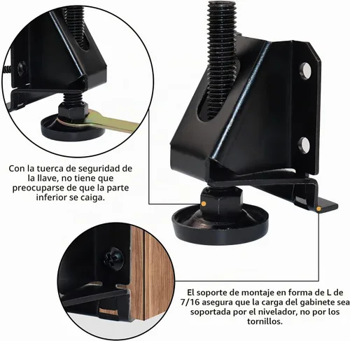 Vista 3 de LOSCHEN 16 pies de nivelación ajustables resistentes para muebles, tuercas hexagonales con bloqueo de patas de muebles, para mesa, armarios, banco