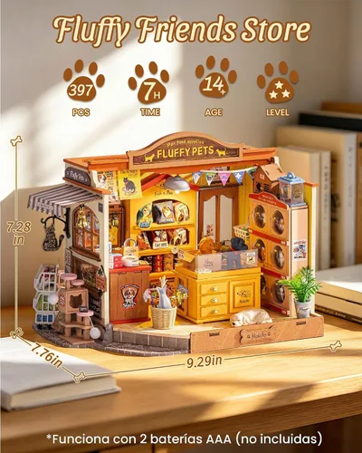Vista 2 de Rolife Pet Store Kit de casa de muñecas en miniatura, regalo creativo