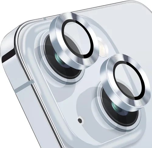 Vista 10 de Protector de lente de cámara compatible con iPhone 15 y 15 Plus, cubierta antiarañazos, protector de lente de vidrio templado 9H, protector de Negro