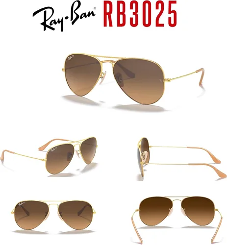 Vista 53 de Ray-Ban RB3025 - Lentes de sol de aviador de metal para hombre y mujer + paquete con kit de cuidado de gafas iWear de diseñador