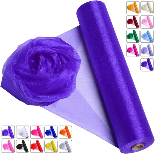 Vista 20 de Tela de Organza de Cristal Tul - 16" por 50 Yardas Tela Transparente para Decoración de Fiestas de Boda Despedida de Soltera Tutú Rollo de Malla