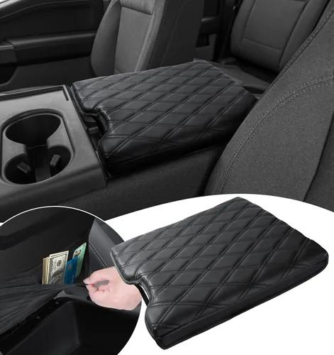 Vista 9 de Cubierta de consola central Sinvanho para Ford F150 F250 F350 F450 F550 2015-2025 con asiento de salto 40/20/40, cubierta protectora de reposabrazos