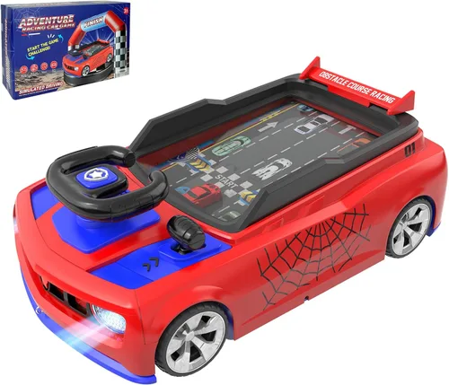 Vista 8 de Mytothfy Volante musical de juguete de carreras de coche de carreras para niños pequeños, auto de simulación de conducción con sonido y luz, regalos
