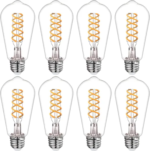 Vista 13 de Paquete de 6 bombillas Edison ST19 ST58, bombillas LED vintage, blanco suave de 2700 K, bombilla de filamento LED en espiral flexible antiguo