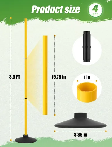 Vista 6 de GHB Postes de Agilidad Paquete de 4 de 50" Postes de Entrenamiento de Fútbol Deportivo, Equipo de Entrenamiento de Velocidad Desmontable Accesorios