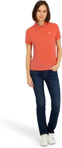 Vista 2 de Spyder Polo de manga corta jacquard a rayas para mujer melocotón (Peach Bud)