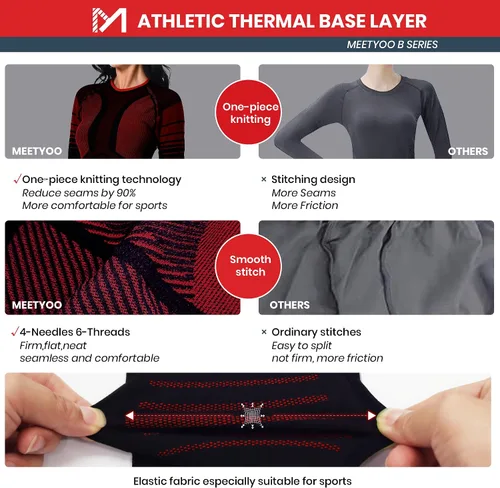 Vista 3 de Conjunto de ropa interior térmica para mujer, pantalones largos de invierno, capa base cálida, conjunto superior e inferior para esquiar