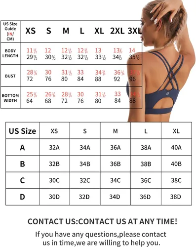 Vista 7 de Sujetadores deportivos para mujer, brasier deportivo acolchado, camiseta sin mangas, sexy, espalda cruzada, de alto impacto, para entrenamiento, yoga