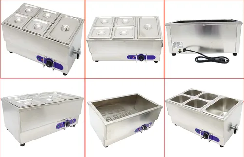 Vista 8 de INTSUPERMAI Calentador eléctrico de sopa de alimentos comerciales para comedor, calentador de vapor de acero inoxidable 110 V 1500 W 1/6 GN x4+1/3GN