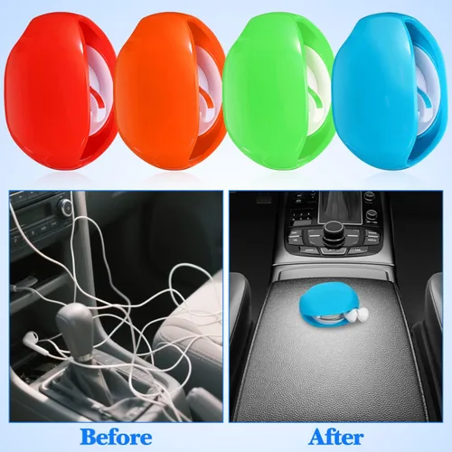 Vista 4 de Gadpiparty Carrete automático de cable de 4 piezas, organizador automático de cables para auriculares, enrollador de cable, almacenamiento de cable