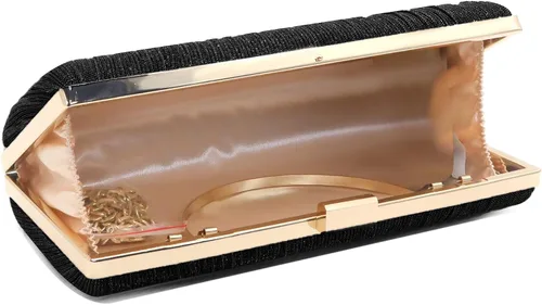 Vista 5 de Bolsos de mano para mujer, para novia, boda, formal, plisado, bolso de mano brillante con cadena