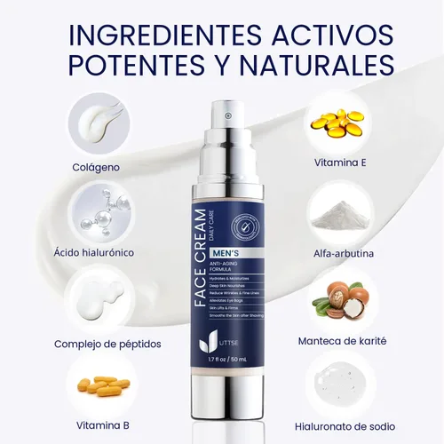 Vista 5 de Uttse Hidratante facial 6 en 1 para hombre: crema facial para hombres, reduce el aspecto de las bolsas para los ojos, las ojeras y la hinchazón