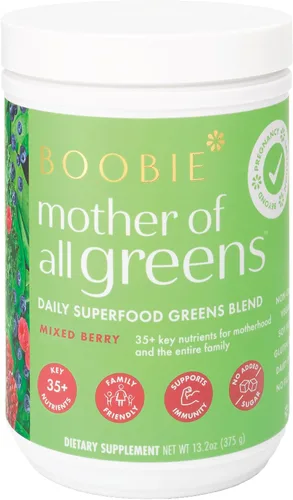 Vista 12 de Boobie Mother of All Greens Tu nuevo ritual familiar, polvo diario de súper verduras con más de 35 nutrientes esenciales para mamás y familias