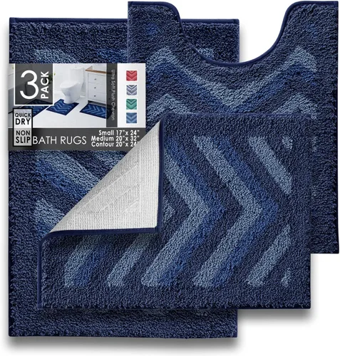 Vista 7 de Clara Clark Alfombras de baño, alfombras de baño ultra suaves y peludas - tapetes de baño para baño, lavable a máquina, base antideslizante de goma