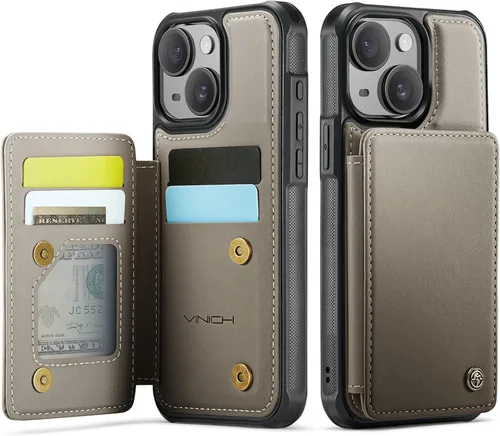 Vista 47 de Vinich for iPhone XR Wallet Case with Card Holder, Black RFID Blocking Credit Slots, Kickstand, Shockproof Flip Phone Cover, PU Leather, Double