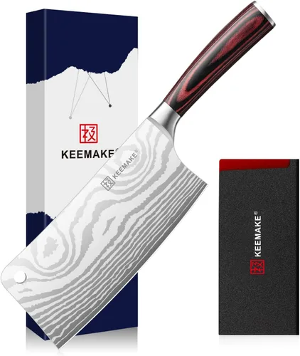 Vista 8 de Cuchillo KEEMAKE de 7 pulgadas, cuchillo para carne de servicio pesado con acero alemán de alto carbono inoxidable 1.4116, cuchillo de verduras