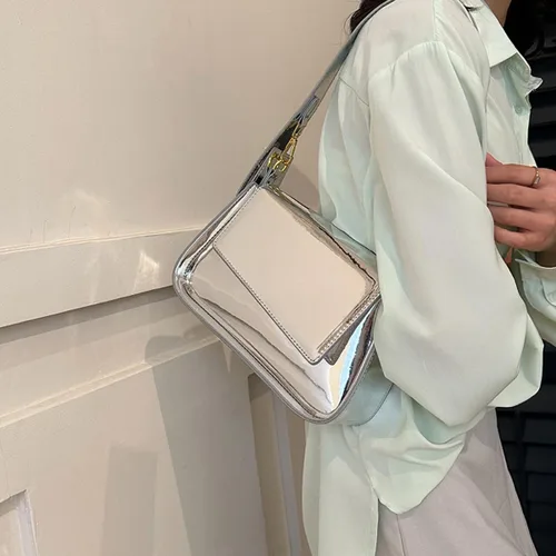 Vista 4 de TRBSXRT Y2K - Bolso de mano para mujer, bolso de noche con purpurina de cuero, bolsos de fiesta, bonitos bolsos metálicos para el hombro