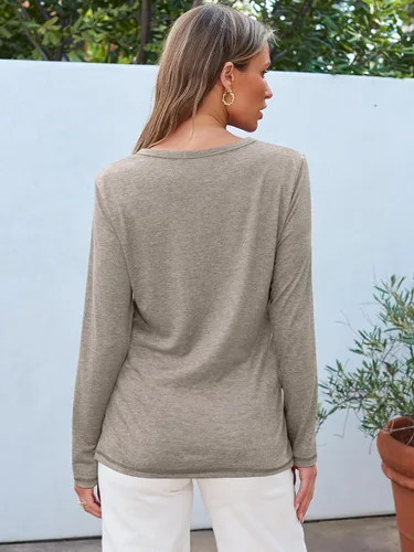 Vista 33 de SUNBS Paquete de 3 camisas de manga larga para mujer, ajuste holgado, ropa de otoño, ropa de moda 2025, camisetas básicas de entrenamiento, trajes