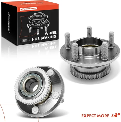 Vista 9 de A-Premium 2 rodamientos de rueda delantera y conjunto de cubo con anillo ABS y 5 lengüetas compatibles con Ford Mustang 2015-2021 Compatible with