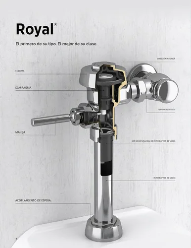 Vista 2 de Kit de Rendimiento de Reconstrucción de Diafragma de Urinario Royal Sloan A-1106-A, 0.5 GPF - Para Uso con Flushómetros Royal Sloan, Resistente al
