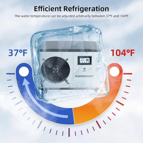 Vista 16 de WOODBRIDGE Bañera de inmersión fría de acrílico independiente de 67 pulgadas con enfriador blanco de 1.3 HP - Enfriamiento rápido y calefacción