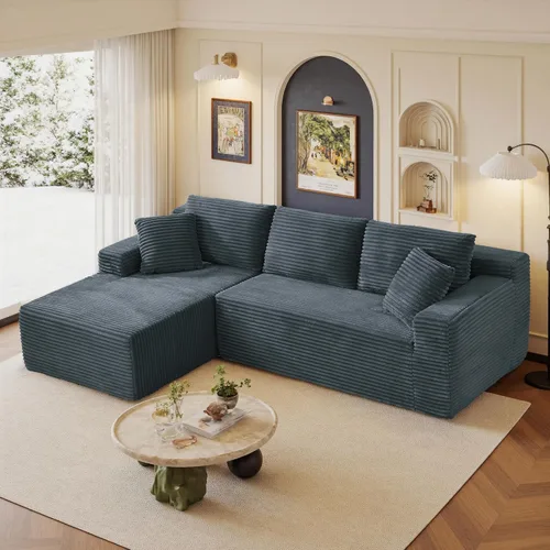 Vista 39 de Sofás seccionales de 105" para sala de estar, sofá cloud con forma de L tapizado, sofás modulares sin estructura rígida, sofá seccional moderno