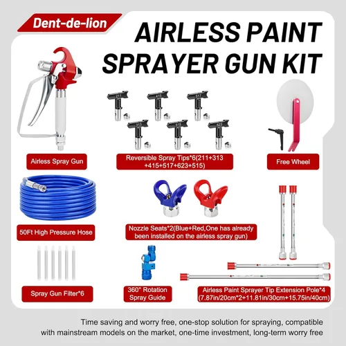 Vista 7 de Kit de 22 pistolas pulverizadoras de pintura sin aire para pintura de casas, pistola de pulverización sin aire con 6 puntas de pulverización