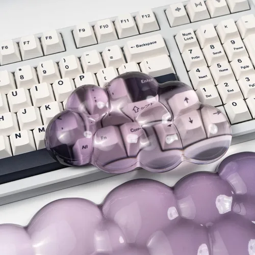 Vista 8 de Set de reposamuñecas ergonómico de gel de silicona para teclado y ratón Cloud – Reposamuñecas transparentes para teclado de computadora 60%/68%/75%