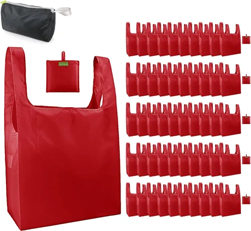 Vista 39 de BeeGreen Bolsas de comestibles reutilizables de Navidad con bolsa de almacenamiento con cremallera, paquete de 10 bolsas de compras reutilizables a