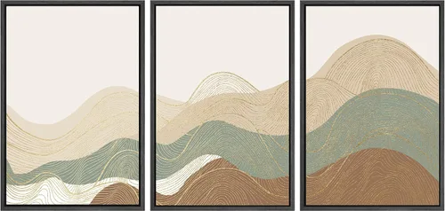 Vista 135 de SIGNWIN Lienzo enmarcado para pared, juego de arte tranquilo con reflejo de lago, acuarela, montaña y agua, ilustraciones modernas, arte abstracto
