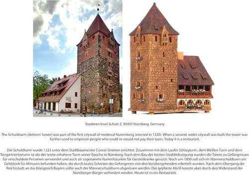 Vista 4 de Houses and Villages Collection - Miniatura coleccionable hecha a mano de la histórica torre Schuldturm en Nurnberg, Alemania, portavelas de té