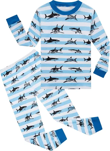 Vista 14 de Family Feeling - Conjunto de 2 piezas de pijama de Navidad a rayas para niños y niñas, 100 % algodón 4-piece-22tractor-2022