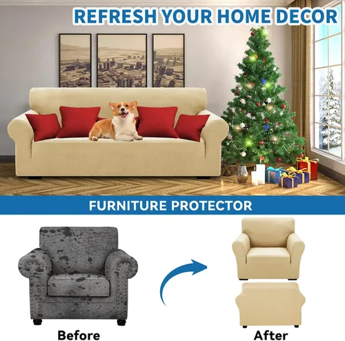 Vista 4 de XINEAGE Fundas elásticas nuevas para sillón 2025, 1 pieza, protector para silla de sala de estar, funda gruesa y suave con parte inferior elástica