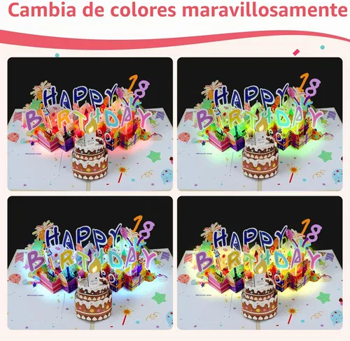 Vista 4 de Tarjeta de Cumpleaños Musical 3D, Vela de Luz LED Soplable, Tarjetas de 3D de Cumpleaños Emergentes con Números DIY 0-9, Vela de Luz LED Soplable