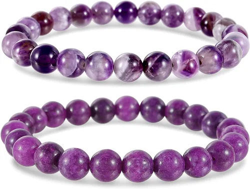 Vista 39 de Bivei - Pulsera elástica de cuentas redondas de cristales curativos semipreciosos naturales, hecha a mano, rellenadores de regalo para mujeres Ágata