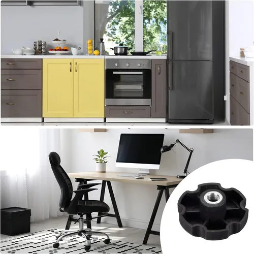 Vista 6 de uxcell 8 tornillos de perilla hembra, M8 x 1.929 in, tuerca de plástico negra para maquinaria, industria, muebles, equipos electrónicos