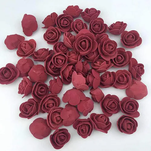 Vista 12 de 500 piezas de mini cabezas de rosas artificiales de espuma de polietileno, flores artificiales hechas a mano, ramo de novia de boda, decoración